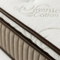 Detail du coutil en coton organique du matelas Nuage avec inscription Organic Cotton
