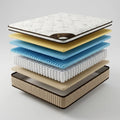 Vue eclatee des 11 couches du matelas Nuage avec mousse memoire de forme gel et ressorts ensaches