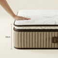 Main appuyant sur le matelas Nuage montrant son epaisseur de 30 cm et son accueil moelleux